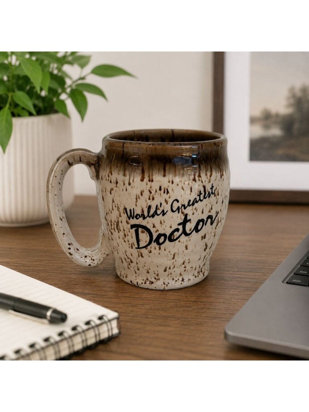 Worlds Greatest Doctor Speckled Pottery Coffee Mug Clay In Mind San Diego CA